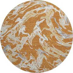 Premium Machine Washable Mayfield AMF1035 Copper 8' x 8' Round Rug