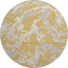 Premium Machine Washable Mayfield AMF1035 Gold 8' x 8' Round Rug