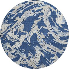 Premium Machine Washable Mayfield AMF1035 Navy 8' x 8' Round Rug