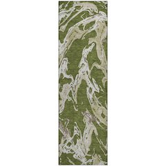 Premium Machine Washable Mayfield AMF1035 Olive 2'3" x 7'6" Runner Rug