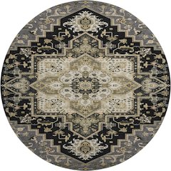 Premium Machine Washable Mayfield AMF1036 Black 8' x 8' Round Rug