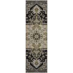 Premium Machine Washable Mayfield AMF1036 Black 2'3" x 7'6" Runner Rug