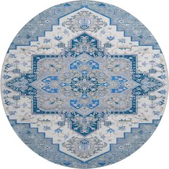 Premium Machine Washable Mayfield AMF1036 Blue 8' x 8' Round Rug