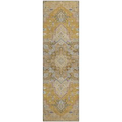 Premium Machine Washable Mayfield AMF1036 Gold 2'3" x 7'6" Runner Rug