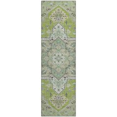 Premium Machine Washable Mayfield AMF1036 Green 2'3" x 7'6" Runner Rug