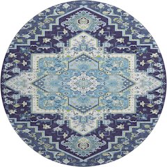 Premium Machine Washable Mayfield AMF1036 Navy 8' x 8' Round Rug