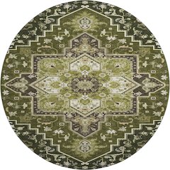 Premium Machine Washable Mayfield AMF1036 Olive 8' x 8' Round Rug