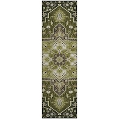Premium Machine Washable Mayfield AMF1036 Olive 2'3" x 7'6" Runner Rug
