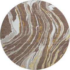 Premium Machine Washable Mayfield AMF1037 Brown 8' x 8' Round Rug