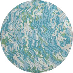 Premium Machine Washable Mayfield AMF1038 Teal 8' x 8' Round Rug