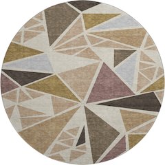 Premium Machine Washable Mayfield AMF1039 Beige 8' x 8' Round Rug