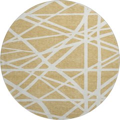 Premium Machine Washable Mayfield AMF1040 Gold 8' x 8' Round Rug
