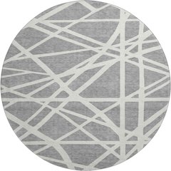 Premium Machine Washable Mayfield AMF1040 Gray 8' x 8' Round Rug