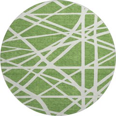 Premium Machine Washable Mayfield AMF1040 Green 8' x 8' Round Rug