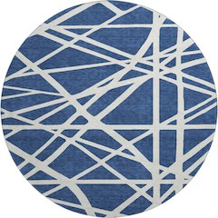 Premium Machine Washable Mayfield AMF1040 Navy 8' x 8' Round Rug