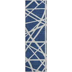 Premium Machine Washable Mayfield AMF1040 Navy 2'3" x 7'6" Runner Rug