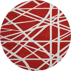 Premium Machine Washable Mayfield AMF1040 Red 8' x 8' Round Rug