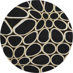 Premium Machine Washable Mayfield AMF1041 Black 8' x 8' Round Rug