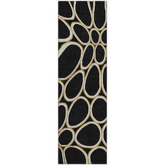 Premium Machine Washable Mayfield AMF1041 Black 2'3" x 7'6" Runner Rug