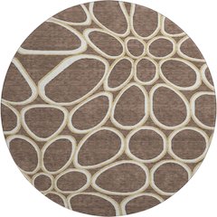Premium Machine Washable Mayfield AMF1041 Brown 8' x 8' Round Rug