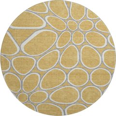 Premium Machine Washable Mayfield AMF1041 Gold 8' x 8' Round Rug