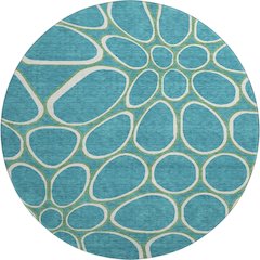Premium Machine Washable Mayfield AMF1041 Teal 8' x 8' Round Rug