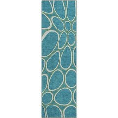 Premium Machine Washable Mayfield AMF1041 Teal 2'3" x 7'6" Runner Rug