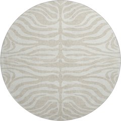 Premium Machine Washable Mayfield AMF1042 Beige 8' x 8' Round Rug