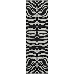 Premium Machine Washable Mayfield AMF1042 Black 2'3" x 7'6" Runner Rug