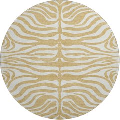 Premium Machine Washable Mayfield AMF1042 Gold 8' x 8' Round Rug
