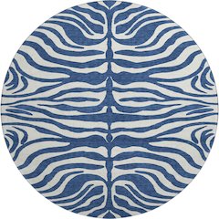 Premium Machine Washable Mayfield AMF1042 Navy 8' x 8' Round Rug