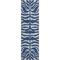 Premium Machine Washable Mayfield AMF1042 Navy 2'3" x 7'6" Runner Rug