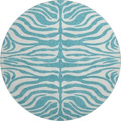 Premium Machine Washable Mayfield AMF1042 Teal 8' x 8' Round Rug
