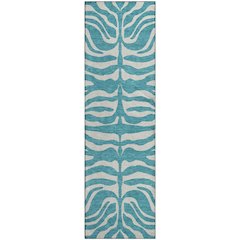 Premium Machine Washable Mayfield AMF1042 Teal 2'3" x 7'6" Runner Rug