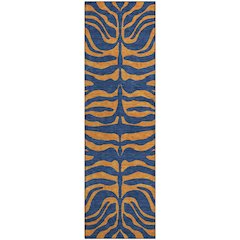 Premium Machine Washable Mayfield AMF1043 Navy 2'3" x 7'6" Runner Rug