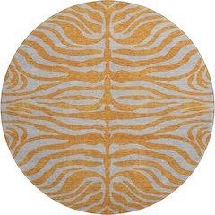 Premium Machine Washable Mayfield AMF1043 Orange 8' x 8' Round Rug