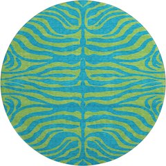 Premium Machine Washable Mayfield AMF1043 Teal 8' x 8' Round Rug