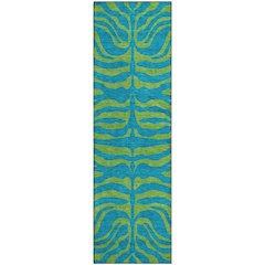 Premium Machine Washable Mayfield AMF1043 Teal 2'3" x 7'6" Runner Rug