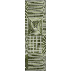 Premium Machine Washable Mayfield AMF1044 Olive 2'3" x 7'6" Runner Rug