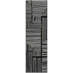 Premium Machine Washable Mayfield AMF1045 Black 2'3" x 7'6" Runner Rug