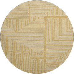 Premium Machine Washable Mayfield AMF1045 Gold 8' x 8' Round Rug