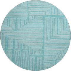 Premium Machine Washable Mayfield AMF1045 Turquoise 8' x 8' Round Rug