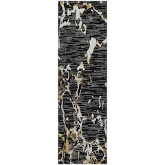 Premium Machine Washable Mayfield AMF1046 Black 2'3" x 7'6" Runner Rug