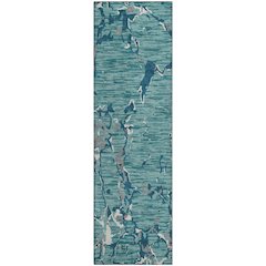 Premium Machine Washable Mayfield AMF1046 Teal 2'3" x 7'6" Runner Rug