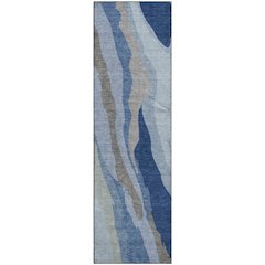 Premium Machine Washable Mayfield AMF1047 Blue 2'3" x 7'6" Runner Rug