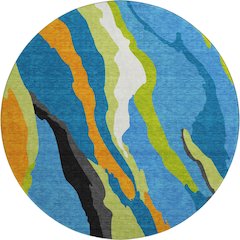 Premium Machine Washable Mayfield AMF1047 Denim 8' x 8' Round Rug