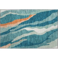 Premium Machine Washable Mayfield AMF1047 Teal 1'8" x 2'6" Rug