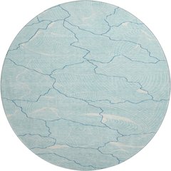 Premium Machine Washable Mayfield AMF1048 Aqua 8' x 8' Round Rug