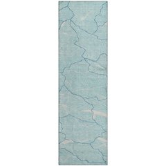 Premium Machine Washable Mayfield AMF1048 Aqua 2'3" x 7'6" Runner Rug