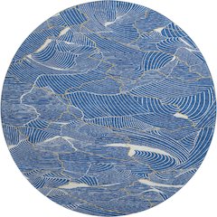 Premium Machine Washable Mayfield AMF1048 Blue 8' x 8' Round Rug